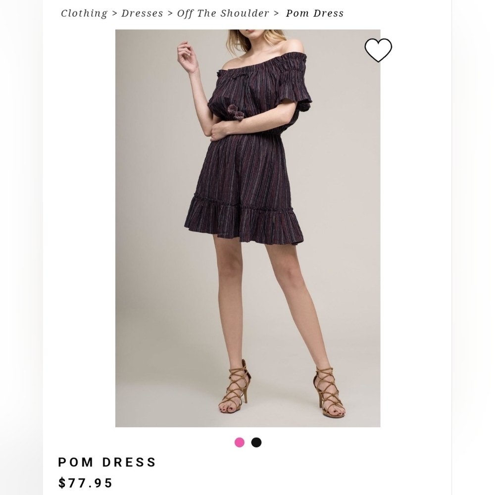 $78 women Moon River Short Off Shoulder Flare Dress striped short sleeve SMALL ?